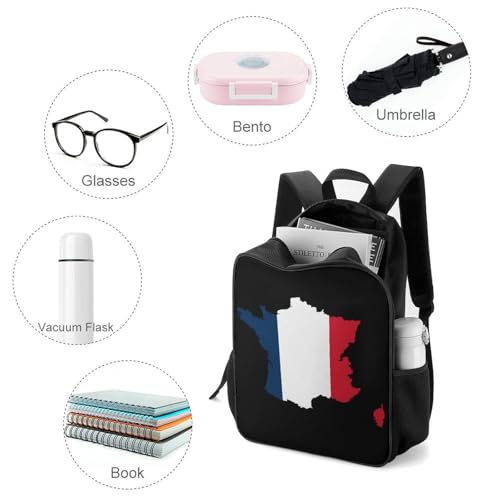 France Flag Map Travel Backpack Casual Daypack Shoulder Bag with Adjustable Shoulder Straps for Hiking3