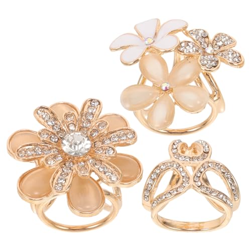 Lurrose Set de 3 Anillos para Bufanda Dorados Aleación de Zinc y Cristales, Pasadores Elegantes para Decorar Bufandas Gruesas en Eventos y Fiestas