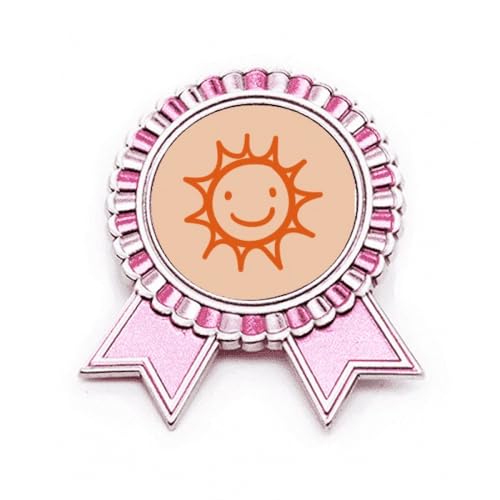 Broche rose peinte à la main en métal, le cadeau poétique avec soleil orange