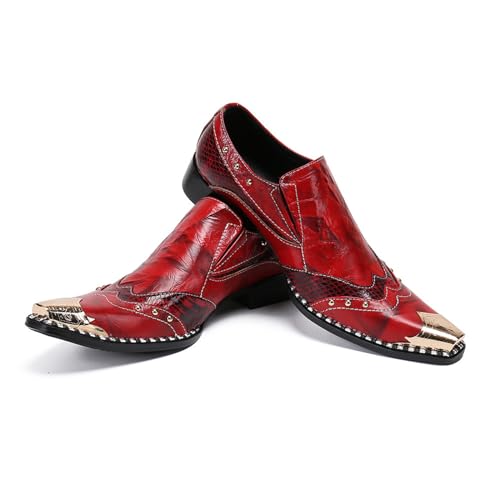 Mens Dress Shoes, Loafers Cowhide Shoes Genuine Leather Large Size Low Top Metal Toe Slip-Ons Breathable Wedding Shoes Casual Shoes4