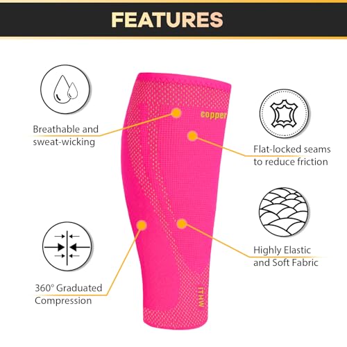 Image of Copper Calf Compression Sleeves for Men Women, Shin Splint Relief, Grip