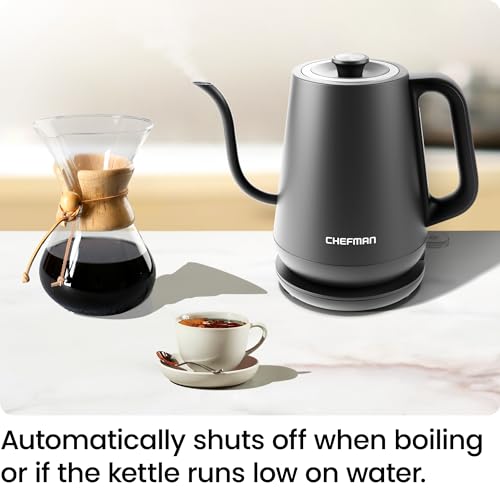 Chefman Gooseneck Electric Kettle, 0.8L Pour Over Tea Kettle for Coffee and Tea, One-Touch Operation, Boil-Dry Protection, Auto Shut-Off, Ultra-Fast Hot Water Boiler – Black - image 7