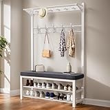 JGJSQYY Perchero Vintage con Zapatero, 33 cm de Profundidad. Elegante Mueble de Entrada para Sala de Estar o recibidor.