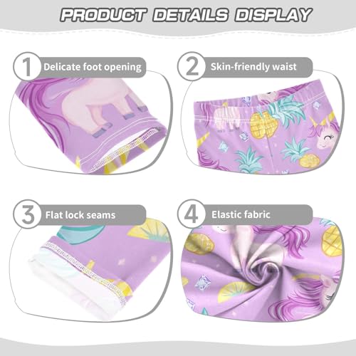 Cute Unicorns Girls' Leggings Toddler Doodles Pineapples Diamonds Kids Yoga Pants Dance Active Tights 4T3