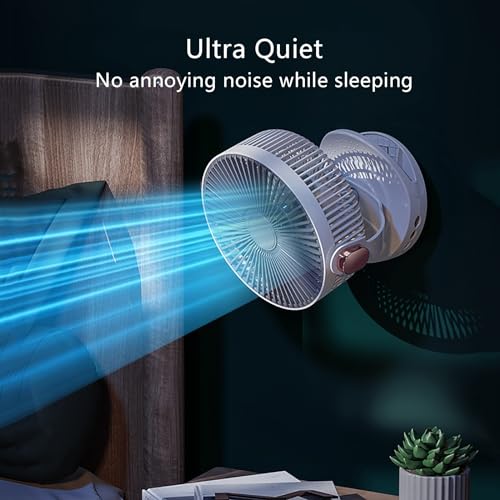 Ventilatore da tavolo portatile USB, ventilatore oscillante a 5 velocità con luce notturna, ventilatore da tavolo ultra silenzioso per casa, ufficio e uso esterno