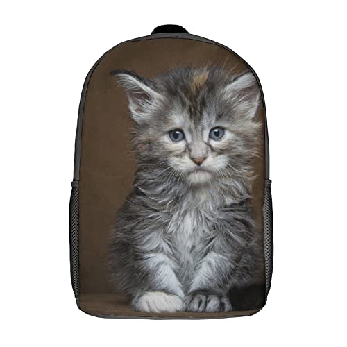 Cartable sac à dos scolaire chat 3D 17 pouces pour fille garçon ado et grand sac d'école