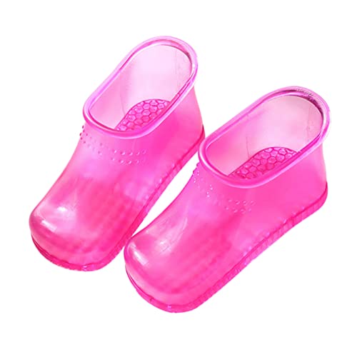 Beaupretty 1 Paire Bottes Ongles Maison Bain Relaxation Masseur Chaussures Rose Pour Trempage Récipient Pratique Ménage Massage Spa Bain Laveur Soins Du Sang Thermique Pvc Pieds Portable Cover