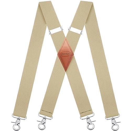 MENDENG Suspenders for Men Vintage Bronze Snap Hooks Adjustable Braces Groomsmen, Beige, One size