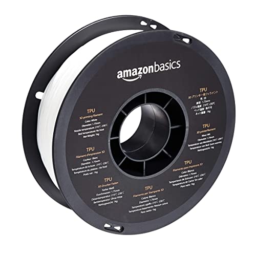Amazon Basics TPU 3D Printer Filament, 1.75 mm, White, 1 kg Spool (2.2 lbs)