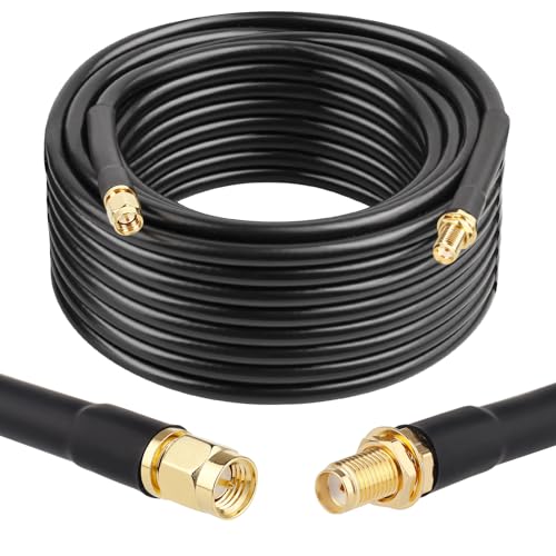 XRDS -RF SMA Cable 40FT, SMA Male to SMA Female Extension Cable 50 Ohm KMR240 Low Loss SMA Coax Coaxial Cable, Black
