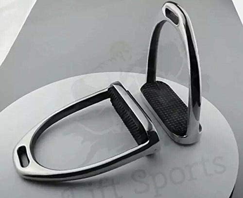 4.75" / 5" Inch Horse Riding Safety Stirrups Irons Polish Silver Gloss Finish Stainless Tack Equestrian Protection (4.75 Inches)
