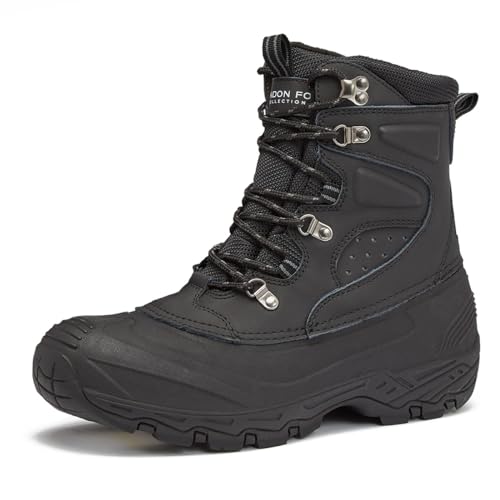 Image of LONDON FOG Breckenridge Waterproof Mens Winter Boots - Leather Insulated Mens Snow Boots - Grey, Black or Brown - Men Medium or Extra Wide Widths Size 7 to 15