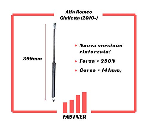 Compatibile con Alfa Romeo Coppia Ammortizzatori Molle a Gas Pistoni Pistoncini Anteriori Cofano Motore Giulietta (2010-) 50519970