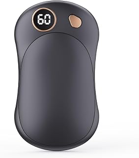 Knoruley Calentadores de Manos Magnéticos Portátiles Recargables con 3 Configuraciones de y Pantalla Digital para Exteriores en Invierno, Color Negro.