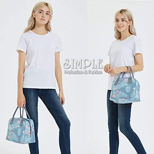 Diig Lunch Box For Women, Insulated Lunch Bags For Women, Large Cooler Tote For Work, Floral Reusable Snack Bag With Pocket, Sunflower Printing/Gray/Black/White (Flamingo) #TOP2