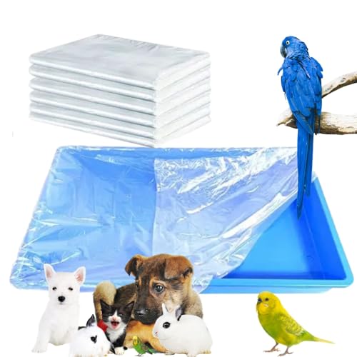 Image of VAYINATO 50 Pcs(60 * 40 Cm) Disposable Cage Tray Liners - Transparent Waterproof Liner Covers for Pet Cages | Leak-Proof, Hygienic, Easy Clean Liners for Birds, Rabbits, Hamsters, Guinea Pigs
