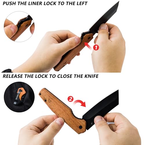 Flissa Folding Knife, 4-3/4 Inch Reverse Tanto Folding Pocket Knife thumb #5