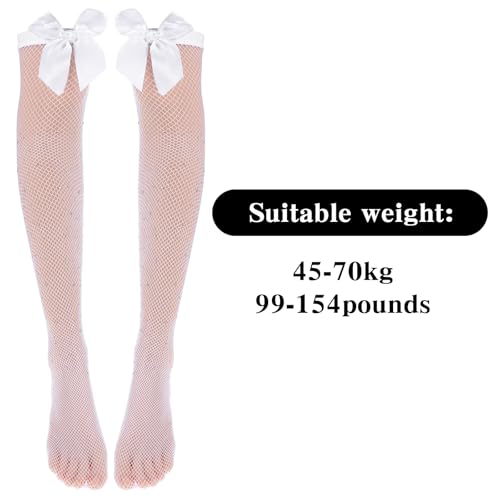 Image of CIATBYYJ 2 Pairs Hold up Stockings Fishnet Tights Suspenders with Bow, Sparkle Sexy Fishnet Mesh Hold Up Stockings for solo&Layer