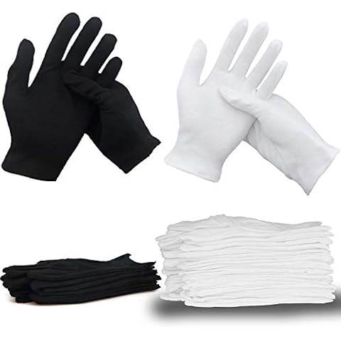 Cotton Gloves (20 Pcs White+6 Pcs Black), White Cotton Gloves for Dry Hands, Moisturizing Eczema Lotion Gloves for Women& Men, Natural | Washable | Large Size+ | Thick+… Cover
