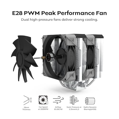Image of MONTECH NX600 Dual-Tower CPU Air Cooler with 6 Heatpipes & Premium Top Cover | 28mm E28 PWM Premium Fan | Soldered Copper Base | Superior Heat Dissipation | All Intel & AMD Socket Support | Black