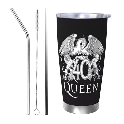 Queen Band NC[oh5 ^u[ bN  J[Jbv 600ml ^fM ۗ ۉ ԗp @r R[q[Jbv RrjJbv Xg[t ӂt AEghA jp Straw Three-piece Set