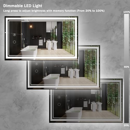 osemy 30" x 18" LED Bathroom Mirror with Lights Framed LED Mirror for Bathroom Backlit and Front Lighted Bathroom Mirror Black Square Aluminum Frame Anti-Fog Dimmable Vanity Shatter-Proof by osemy - Used condition - Image 7