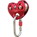 CARAPEAK Zip Line Trolley with Carabiner Fits Cable up to 1/2 Inches, 30kN Zipline Dual Pulley with 25kN Steel Karabiner for Backyard, Homemade, Fits 1/4 5/16 3/8 1/2' Cable
