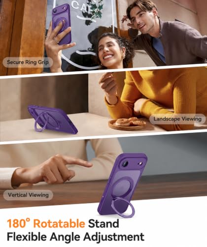 Image of AIBEX Back Cover for Apple iPhone 17 AIR MagSafe Compatible with OStand Ring Kickstand Magnetic Metal Alloy Ring | Wireless Charging | Thin Scratch Resistant Armor | Shockproof Protective Case -Purple