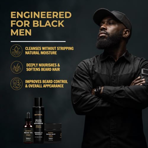 Image of Golden Grooming Beard Bundle (Regular Starter Kit) 4oz Shampoo, 2oz Balm, 1oz Oil - Smoky Citrus
