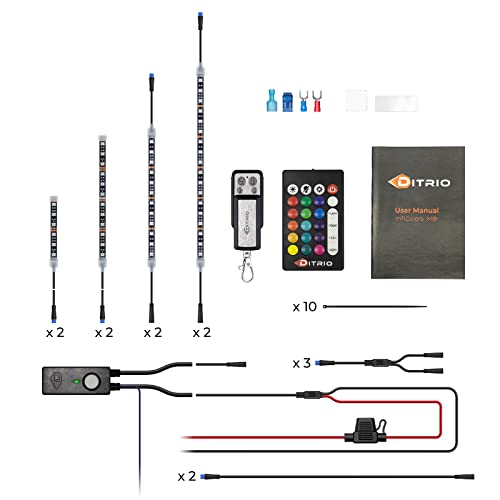 Ditrio 8Pcs 12V Rgb Underglow Led Strip Light Kit With Brake Light Feature For Compact Motorcycles, M8R #TOP6