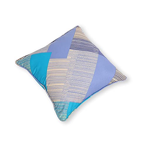 Image of Swayam Set of 2 Geometric Cotton Blue Cushion Cover | 16 x 16 Inch | Soft Breathable Fabric with Hidden Zipper | Decorative & Stylish Cushion Covers for Sofa, Living Room, Bedroom & Couch