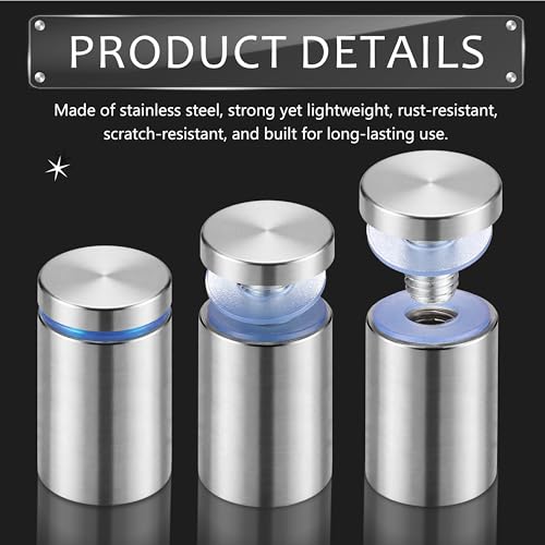 Image of Pelopy 12 Pcs Sign Standoff Screws Advertising Screws Stainless Steel Wall Standoff Mounts Glass Acrylic Nail (1 x 1-5 /8 Inch)