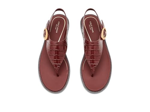 Cole Haan Cole Haan Women's Sandals - Kami Thong, Mahogany Crocodile Print Leather, 9-B US