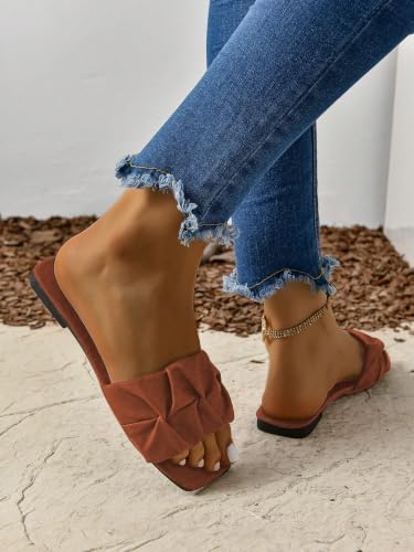 Image of GORGLITTER Women's Summer Cute Flat Sandals Dress Slide Sandals Square Toe Wedding Shoes Vacation Trendy Sandals 2026