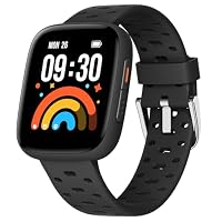 BIGGERFIVE Kids Watch No Phone Needed, 1.8" Amoled Smart Fitness Watch Pedometer, Sleep Tracker, 30m Waterproof, Step Counter, Puzzle Games, 100+ Dials, Gifts for Boys Girls 5-16, Black