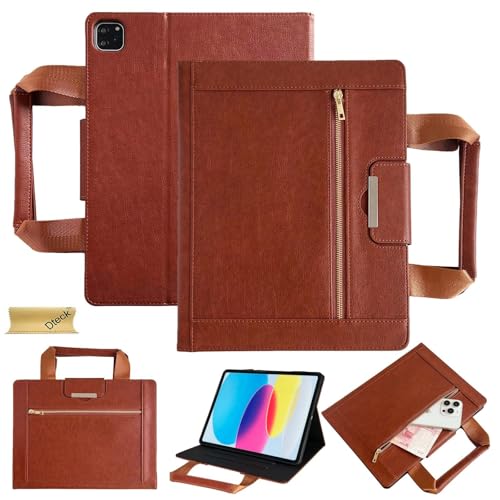 Étui iPad Pro 12,9 pouces 2022 2021 sac à main portefeuille zippé marron