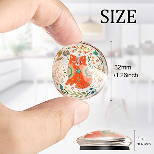 Round Refrigerator Magnets, Cute Cat Glass Magnets Colorful Decoration For Fridge Office Calendar Whiteboard Photo Cabinet, For Cat Lovers, 12 Pcs 32Mm With Storage Box #TOP1