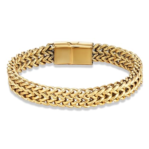 Bijoux vintage homme bracelet double tressage en acier robuste