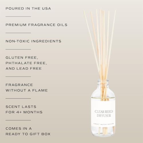 Image of Sweet Water Decor Relax Girl Clear Reed Diffuser Set - Aromatherapy Home Fragrance with Peppermint, Cedar, Clove & Eucalyptus Notes - Long-Lasting Scent for Bedroom & Bathroom - Lasts Up to 4 Months