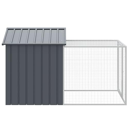 Pollaio da Esterno Con Casetta, Area Corsa, Area di Cova - Gabbia per Galline Ovaiole in Acciaio Zincato - Antracite 117x201x123 cm - immagine 4