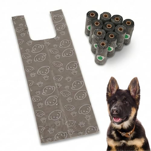Sacchetti Igienici per Cani – 10 Rotoli Resistenti Anti-Strappo – Sacchetti Raccolta Feci con Manici Rinforzati – Eco Friendly per Passeggiate