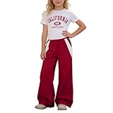 Generisch Kinder Set Kurzarm Shirt mit weißem Letter Print und Cargohose Loose Fit Freizeitstyle für Mädchen 8-12 Jahre Strapazierfähige Baumwollqualität in lässiger Passform