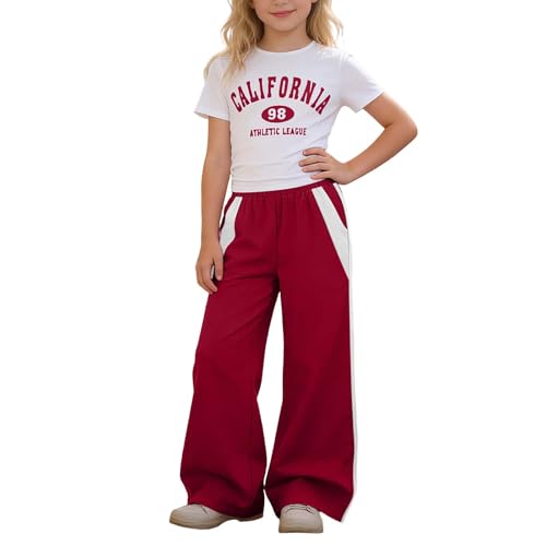 Conjunto para niñas: ropa cómoda de camiseta y pantalón cargo holgado para jugar sin ataduras