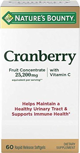 Nature's Bounty Cranberry Dietary Supplement, Supports Urinary Tract and Immune Health, Softgels, 25,200 Mg, 60 Ct
