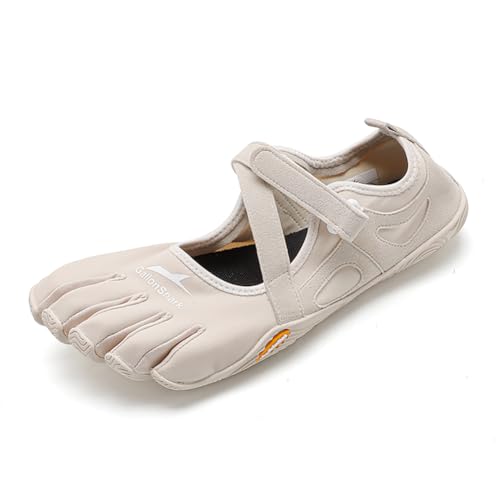 Barefoot Magic Claw Five Finger Shoes Home Essentials Multi-Purpose & Ultra-Portable Hook And Loop Shoes For Women Grey-White-9-9.5