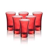 M&N HOME Red Christmas Shot Glasses, 2 Oz Set of 6 Glass Colored Shot Glasses with Heavy Base, Holiday Cups, Christmas Party Favors, Christmas Gifts