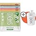 Produktbild SHEKO Probierpaket (6 Sachets) mit Shaker | Protein Pulver Probierpaket zum Abnehmen | Auch als Proteinshake oder als Mahlzeitersatz Shake