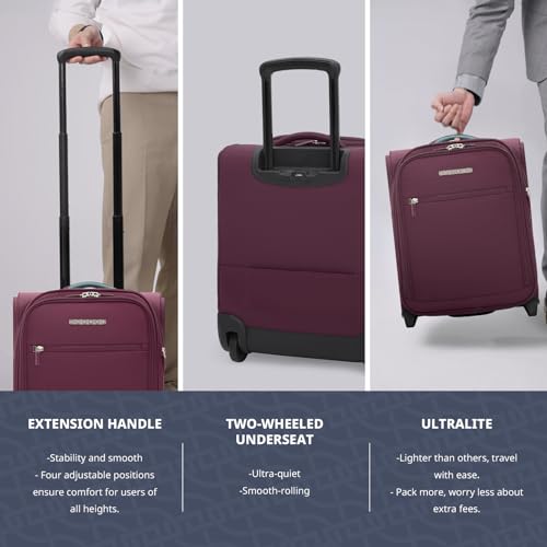 Image of Verage Underseat Carry On Luggage With Spinner Wheels, 16-Inch Rolling Pro, Softside, Grape Red