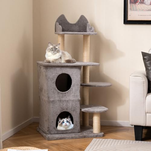 Árbol para gatos de 48.5 pulgadas con múltiples niveles y postes rascadores miniatura 2