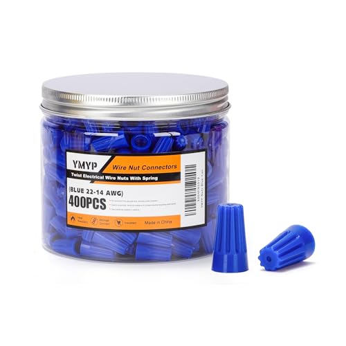 400PCS Wire Nut Connector - AWG 22-14 Blue - Insulated Insert Twist Electrical Wire Terminal with Spring, Portable Wire Caps for Quick Connection